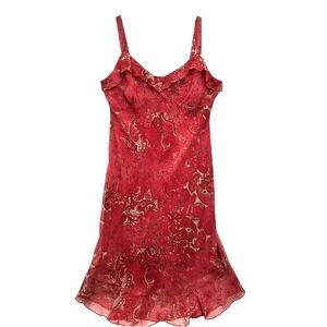Dressbarn Y2K Chiffon Ruffle Midi Dress Sz 10 Babydoll Paisley Fairy Whimsigoth